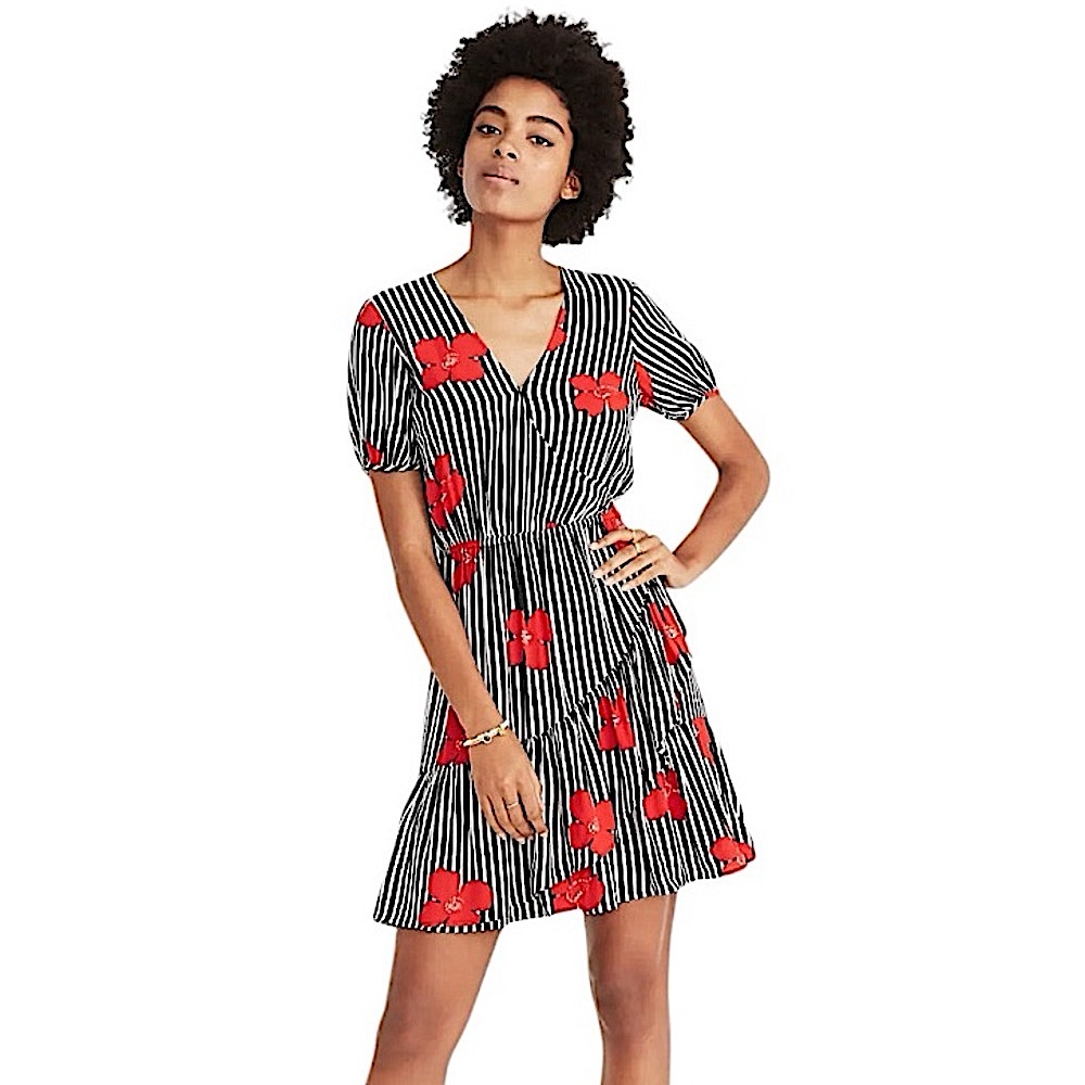 Madewell Ruffle-Wrap Dress in Candied Orchids size 8 H6949